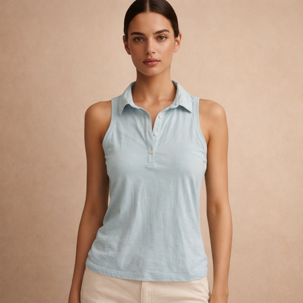 Linksoul Light Blue Collared Tank Top